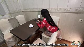 stepmom cheats with pov creampie on christmas kitchen