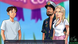 Summer fun in the form of a cartoon porn game with a blonde heroine