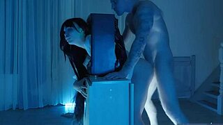 Sadako's big ass gets stuck in TV screen