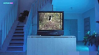 Sadako's big ass gets stuck in TV screen