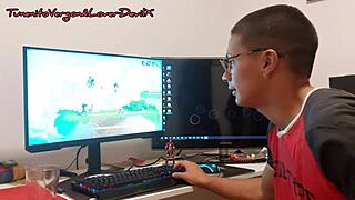 gamer with big dick bangs eager friend