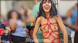 Ever Seen A Hairy Cosplay Babe Flash Her Nipples? Public Upskirt And Striptease Will Shock You!