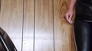 Who can resist MyMistressK in leather and boots dominating with heels on ass?