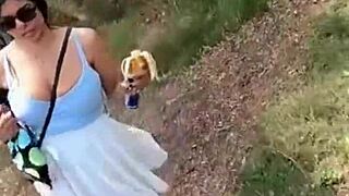 Real couple engages in bold outdoor mountain fucking with dirty talk