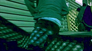 time lapse of skinny woman stretching against steps at night