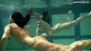 Russian Babes Katka And Barbara Bounce Tits Underwater In Pool Lesbian Fuck.