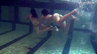 Russian Babes Katka And Barbara Bounce Tits Underwater In Pool Lesbian Fuck.