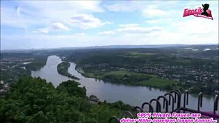 Skinny german girl’s first public bang! Total outdoor shock!