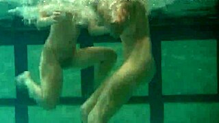 Russian Babes Katka And Barbara Bounce Tits Underwater In Pool Lesbian Fuck.