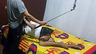 stepmother touches herself in apartment