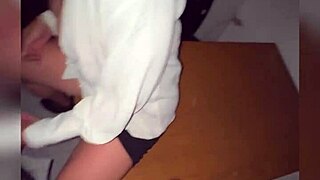 Teacher and student sneak public sex in classroom at night. Those big tits couldn't wait!