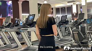 Blonde gets bent over in public bathroom