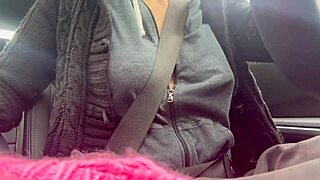 italian big tits milf flashes horny boobs during sexy car ride