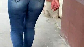 this latina shows off her curves in tight jeans