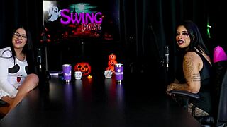 morena shows off her wet blowjob skills. marcelly melo slobbers all over in sheer red!