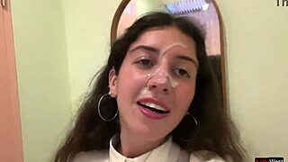 So, I asked a friend to cum on my face at a cafe. Eating with sperm in public was wild!