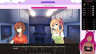 Vtuber Lewdneko Enjoys Cute Anime Dating in Highway Blossoms Part 2 Game Scene.