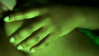 Licking my nipples feels so good at night with passion