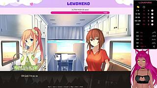Vtuber Lewdneko Enjoys Cute Anime Dating in Highway Blossoms Part 2 Game Scene.