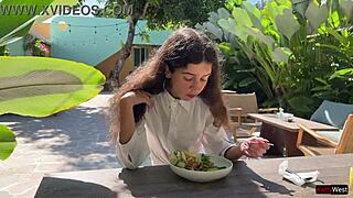 So, I asked a friend to cum on my face at a cafe. Eating with sperm in public was wild!