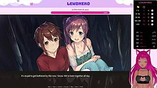 Vtuber Lewdneko Enjoys Cute Anime Dating in Highway Blossoms Part 2 Game Scene.