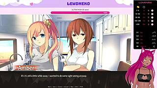 Vtuber Lewdneko Enjoys Cute Anime Dating in Highway Blossoms Part 2 Game Scene.
