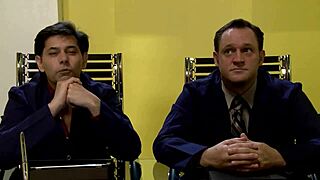 Blonde models with small waists get cum on tits in board room group fuck.