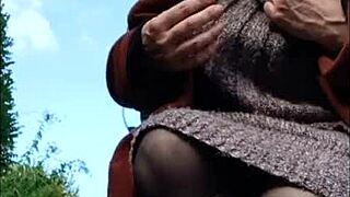 Slave F endures public humiliation and exhibition in the city, bent over with a buttplug.