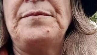 Slave F endures public humiliation and exhibition in the city, bent over with a buttplug.