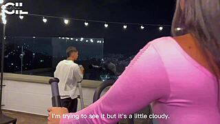Curious neighbor gets nailed on the terrace by young stud! 😍