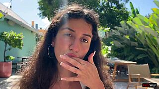 So, I asked a friend to cum on my face at a cafe. Eating with sperm in public was wild!