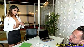 I pussyfucked that classy pornstar hard in the office, giving her a facial