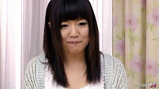 This Japanese teen at casting uses a Hitachi for uncensored JAV masturbation. She reaches an intense orgasm with raw passion!