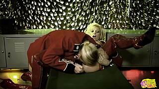 Three hot girls with big breasts in retro uniforms are having fun with a stud 😘