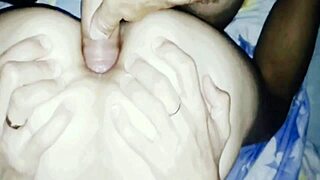 In this pov close up, an amateur films his home video with some anal action