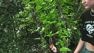 hey, this park beauty got tied up in wild outdoor bondage fun