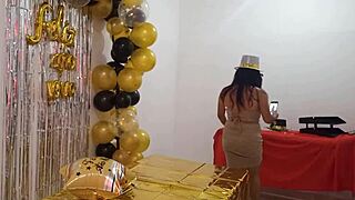 Beautiful Lady Hosts Wild New Year’s Eve Party in Elegant VIP Whore Dress With Stunning Vagina