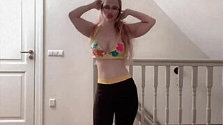 Belly Dancer Goddess with Glasses Seduces in Huge Fetish Dance Performance