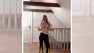 Belly Dancer Goddess with Glasses Seduces in Huge Fetish Dance Performance