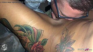 german party slut gets licked by strangers in store