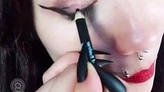 Backstage of a hot brunette