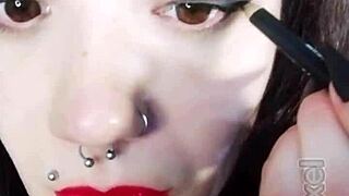 Backstage of a hot brunette