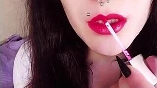 Backstage of a hot brunette