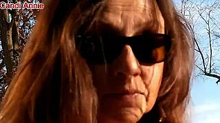 Mature Candi Annie Milks Cock Outdoors with Cum Swallow