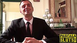 British brunette feels intense pleasure in bondage and anal with maledom