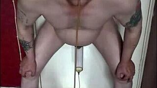 Bisexual Mark Wright gulps piss in raw homemade collection clip.
