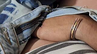 girl next door gets fingered outdoors after the game, her small tits exposed