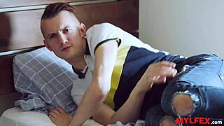 Why does this Mylfex stepmom keep pushing her shy stepson around?