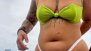 African girl flashes pussy to cheese seller on beach