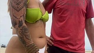 African girl flashes pussy to cheese seller on beach